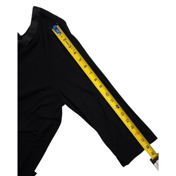 Grace Perfect Fit Black Knit Tunic Top Satin Trim Modern Chic Stretch Career XL - Picture 10 of 14